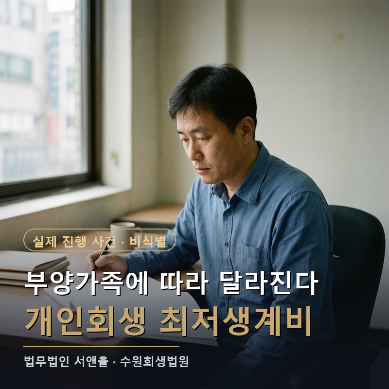 개인회생 최저생계비, 부양가족 많으면 변제금 얼마나 줄까?｜용인 개시 사례 — 이해를 돕기 위한 연출 이미지