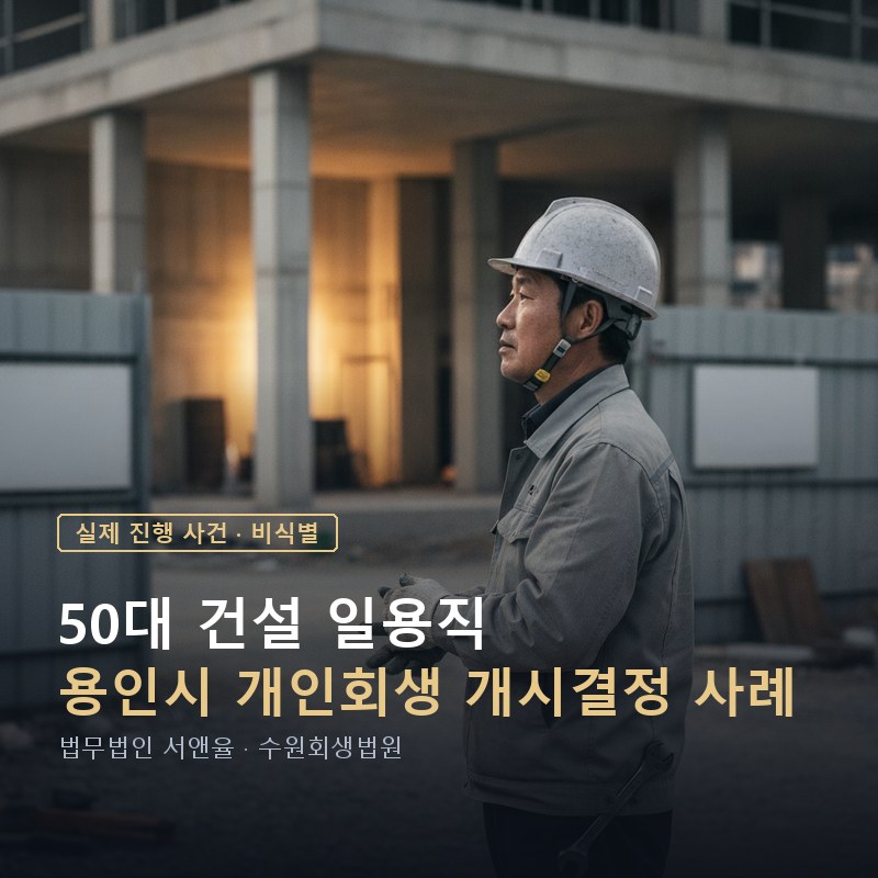 개인회생 법원에 직접 가야 하나요｜용인 50대 건설 일용직 개시결정 사례 — 이해를 돕기 위한 연출 이미지